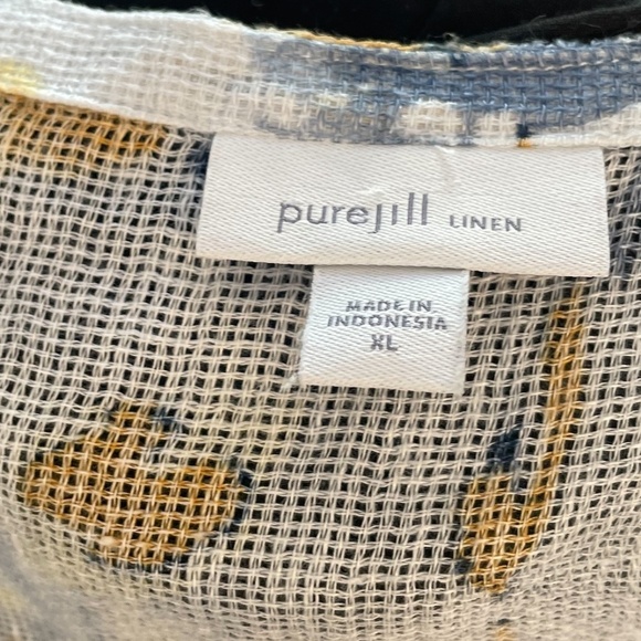 Pure J Jill  Linen Airy Floral Watercolor 3/4 Sleeves Crochet Women's Blouse, XL - Picture 5 of 8